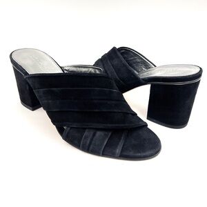 Mint & Rose Agatha Black Suede Block Heel Sandals Size 8